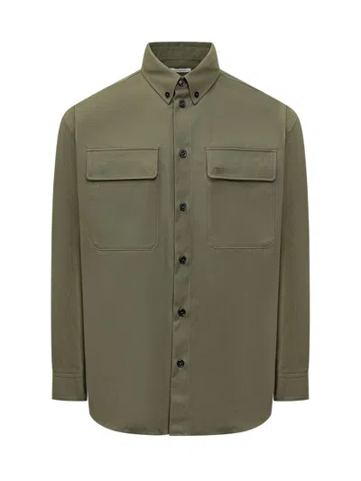 Off-white Logo-embroidered Shirt Jacket In Beige