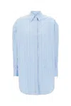 Off-white Embroidered Poplin Shirt Dress In Blue