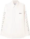 Off-white Off White Front Button Fastening Shirt With Chest Patch Pocket And Embroidered Logo In White