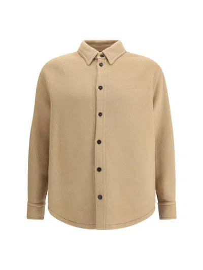 Off-white Quote Ws Milit Overshirt In Brown