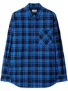 Off-white Plaid Check-pattern Flannel Overshirt In Dark Blue