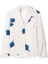 Off-white Stripe Flwr Pajama Ls Shir In White - Tr