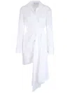 Off-white Draped Asymmetric Cotton-poplin Shirt Dress In 101