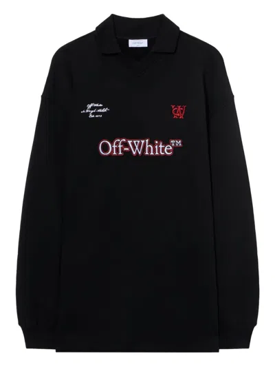 Off-white Short Dress With Polo Collar In Black