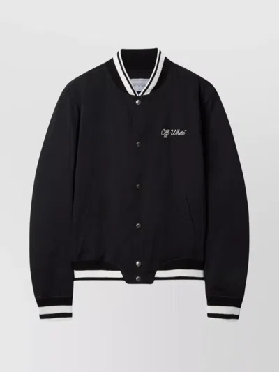 OFF-WHITE SHORT JACKET WITH RIBBED COLLAR AND CUFFS