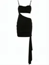 Off-white Strapless Body-con Mini Dress With Draped Panel In Black