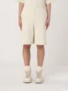 Off-white Relaxed-fit Cotton Bermudas With Textured Surface In Weiss