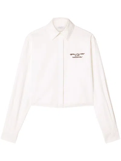 Off-white Short Shirt In White Leather With Black Grafic