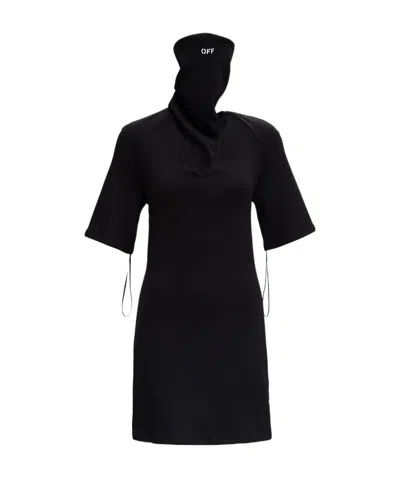 Off-white Short-sleeve Backless Dress In Black