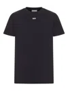 Off-white Short-sleeve Black T-shirt With Abstract Brushstroke Design In Black