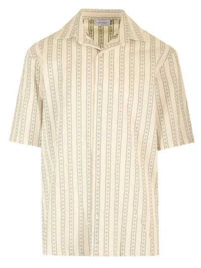 Off-white Short Sleeve Bowling Shirt In Beige