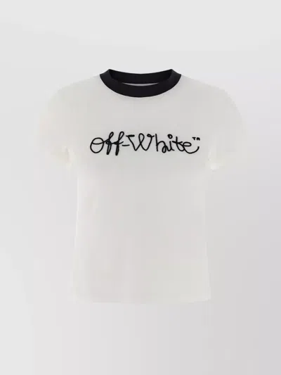 Off-white Short Sleeve Logo T-shirt With Contrast Collar In White