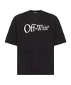 Off-white Black Oversized T-shirt With Contrasting Logo Lettering Print In Cotton Man In Black