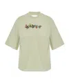 Off-white Floral Embroidered T-shirt In Gray