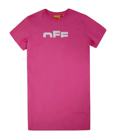 Off-white Short-sleeved Dress In Pink