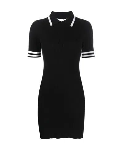 Off-white Short Sleeved Knitted Dress In Black