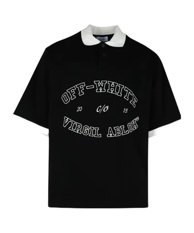 Off-white Short-sleeved Polo Shirt In Black