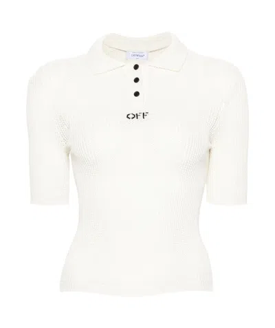 Off-white Short-sleeved Polo Shirt In White