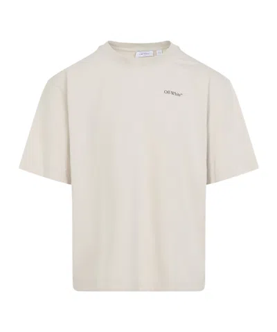 Off-white Ss22 Logo Round Neck Pullover Short Sleeve Loose Fit Khaki In Neutral