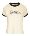 Off-white Fitted T-shirt With Embroidered Logo In White