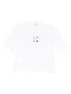 Off-white Cropped T-shirt With Silver Graphics In White