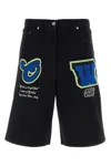 Off-white Off White Black Denim Bermuda Shorts In Blackblue