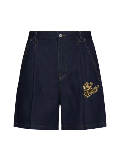 Off-white Shorts In Blue Gold