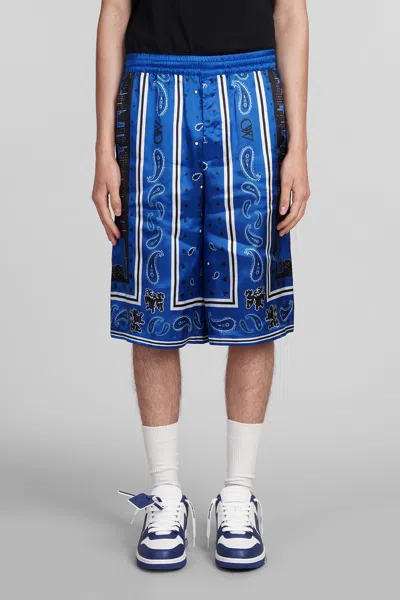 OFF-WHITE SHORTS IN BLUE VISCOSE