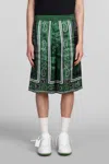 OFF-WHITE SHORTS IN GREEN VISCOSE