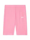 Off-white Girl's Ribbed Logo-print Legging Shorts In Pink