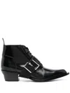 Off-white Black Leather Ankle Boots In Black