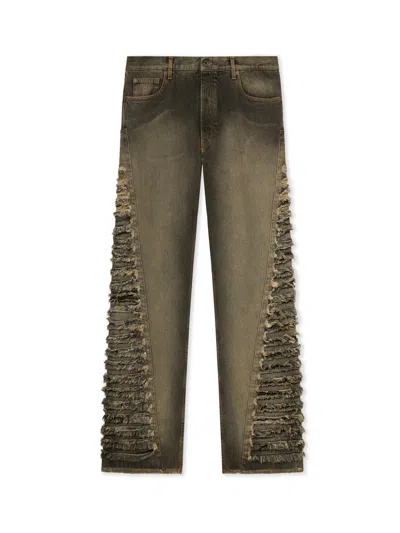 Off-white Side Distressed Jeans In Green