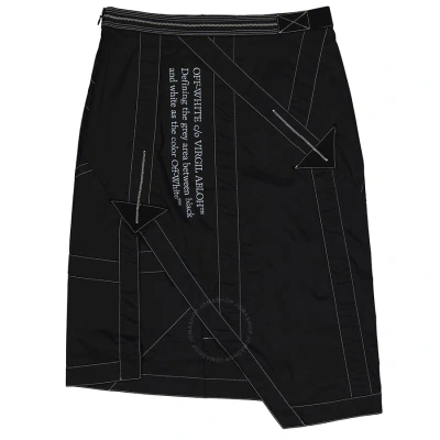 Off-white Side-vent Asymmetric Skirt In Black White