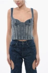 Off-white Blue Bustier Denim Tank Top In Blue