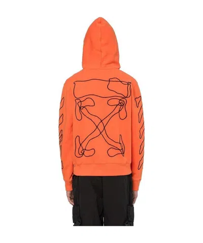 Off-white Signature Cross-arrow Embroidered Hoodie In Orange