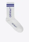 Off-white White Socks With Blue Logo In White