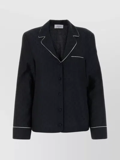 OFF-WHITE SILK BLEND JACQUARD PYJAMA SHIRT