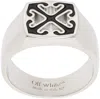 Off-white Silver & Black Enamel Arrow Ring In Silver - Black