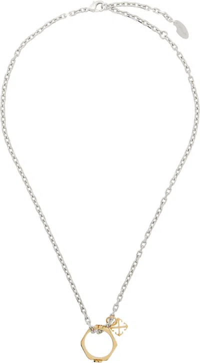 Off-white Silver & Gold Bicolor Arrow Necklace