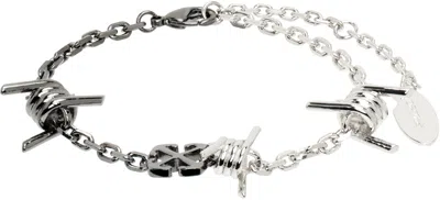 Off-white Silver & Gunmetal Barbed Wire Bracelet In Silver - Black