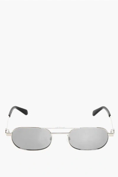 Off-white Silver-effect Vaiden Oval Sunglasses In Brown