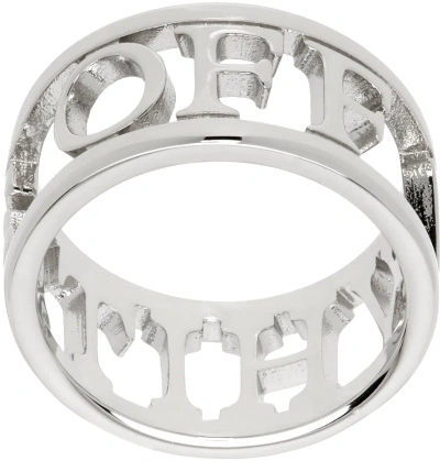 Off-white Silver Logo Lettering Ring In Silver No