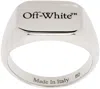 Off-white Rectangular Logo Ring In Silver - Black