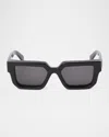 Off-white Silverstone Arrow Square Sunglasses In 1007 Black Dark Grey