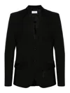 Off-white Virgin Wool Formal Vars Blazer With Logo Patch In Black