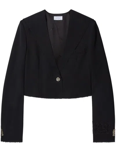 Off-white Single-breasted Cropped Blazer In Black