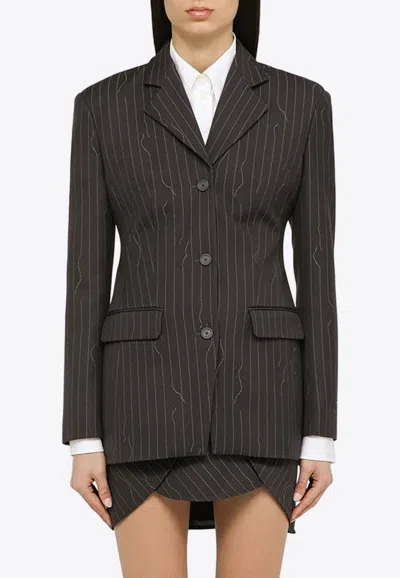 OFF-WHITE SINGLE-BREASTED PINSTRIPE BLAZER