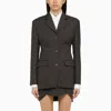 Off-white Pinstripe Fabric Blazer With Shoulder Pads In Grey