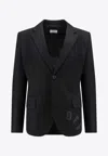 Off-white Wool Blazer Embroidered Detail Front Flap Pockets In Black