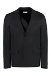 Off-white Single-breasted Virgin Wool Jacket In Black